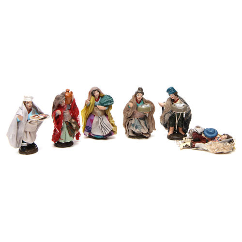 Set of 6 figurines for Neapolitan Nativity Scene in terracotta 4 cm 1