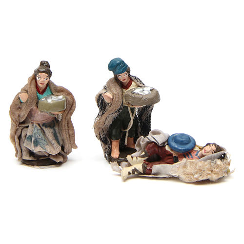 Set of 6 figurines for Neapolitan Nativity Scene in terracotta 4 cm 2