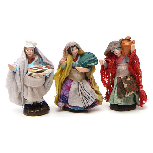 Set of 6 figurines for Neapolitan Nativity Scene in terracotta 4 cm 3