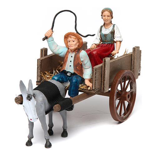Farmers figurines on cart 10x20x10 cm 1