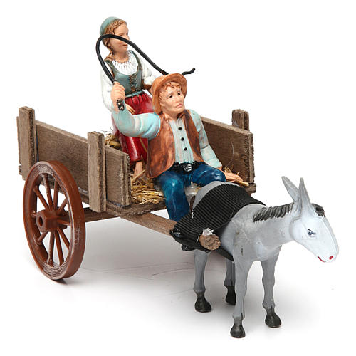 Farmers figurines on cart 10x20x10 cm 2