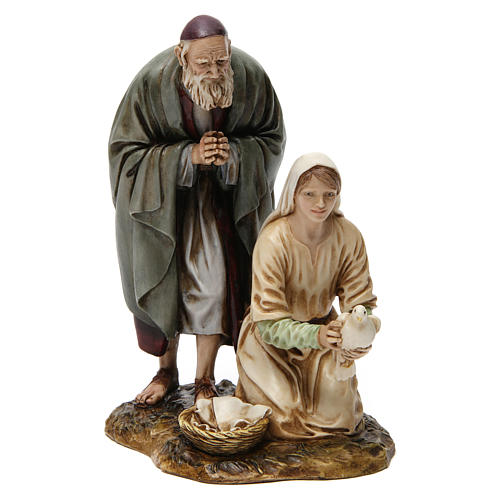 Old man with girl in resin Moranduzzo Nativity Scene 20 cm 1