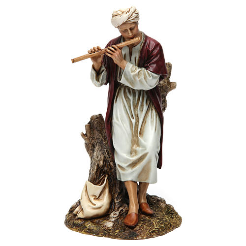 Flötenspieler aus Kunstharz für 20 cm Krippe von Moranduzzo 1