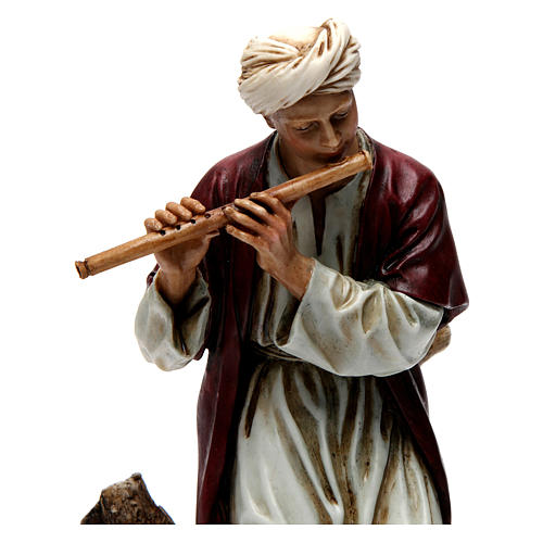 Flötenspieler aus Kunstharz für 20 cm Krippe von Moranduzzo 2