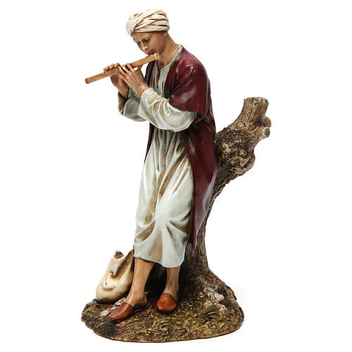 Flötenspieler aus Kunstharz für 20 cm Krippe von Moranduzzo 3