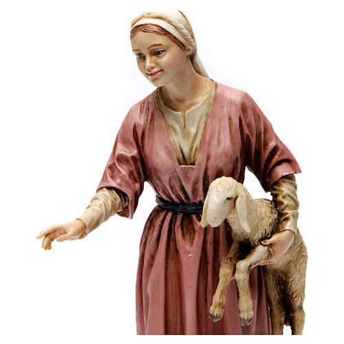 Shepherdess with lamb Moranduzzo Nativity Scene 20 cm 2