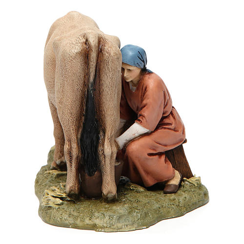 Milkmaid with cow in resin Moranduzzo Nativity Scene 13 cm 4