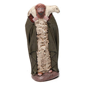 Scena pastore con pecora e donna con papera presepe 14 cm terracotta