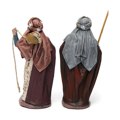 Krippenfiguren Hirte mit Korb und Hirte mit Stab und Sack für 14 cm Krippe aus Terrakotta 4