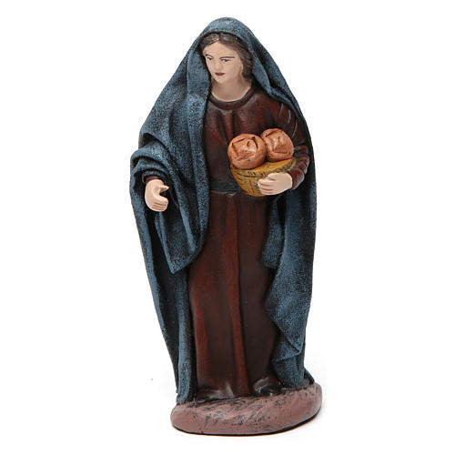 Scène femme avec enfant et femme avec pain crèche 14 cm terre cuite 4