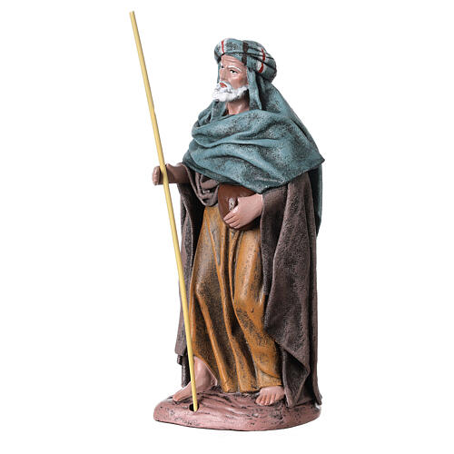 Shepherd with wood and shepherd with sack in terracotta for Nativity Scene 14 cm 2