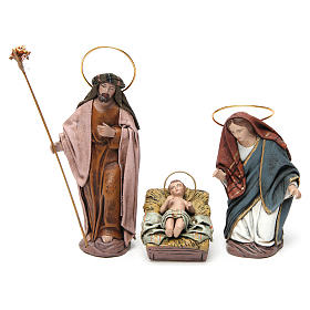 Geburtsszene 6 Figuren für 14 cm Krippe aus Terrakotta und Stoff