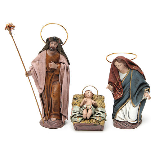 Scène Nativité 6 pièces crèche 14 cm terre cuite et tissu 2