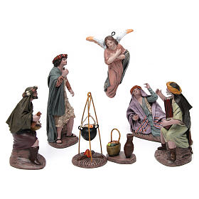 Annunciation to shepherds in terracotta for Nativity Scene 14 cm