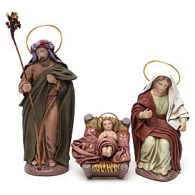 Heilige Familie mit Engel 6 Figuren für 14 cm Krippe aus Terrakotta