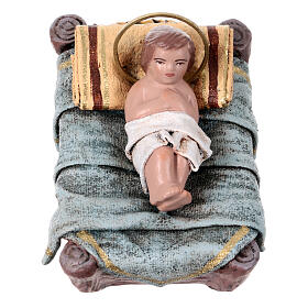 Nativité avec Marie assise et ange crèche 14 cm terre cuite