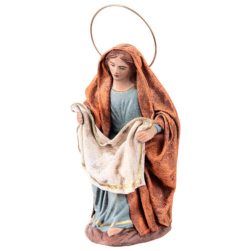 Szene Geburt Christi Maria mit Tuch 6 Figuren für 14 cm Krippe aus Terrakotta 4