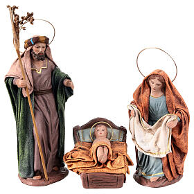 Birth of Jesus with Mary holding drape 6 pieces in terracotta for Nativity Scene 14 cm