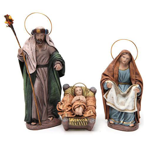 Birth of Jesus with Mary holding drape 6 pieces in terracotta for Nativity Scene 14 cm 2