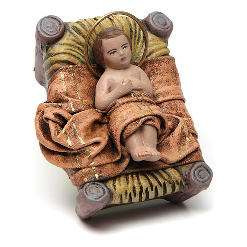 Birth of Jesus with Mary holding drape 6 pieces in terracotta for Nativity Scene 14 cm 3