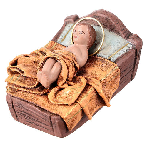 Birth of Jesus with Mary holding drape 6 pieces in terracotta for Nativity Scene 14 cm 3