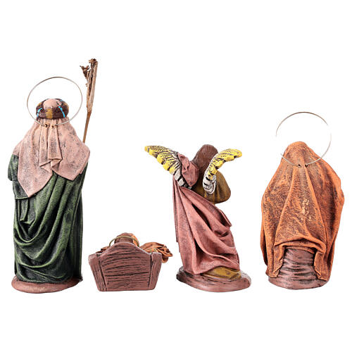 Birth of Jesus with Mary holding drape 6 pieces in terracotta for Nativity Scene 14 cm 10