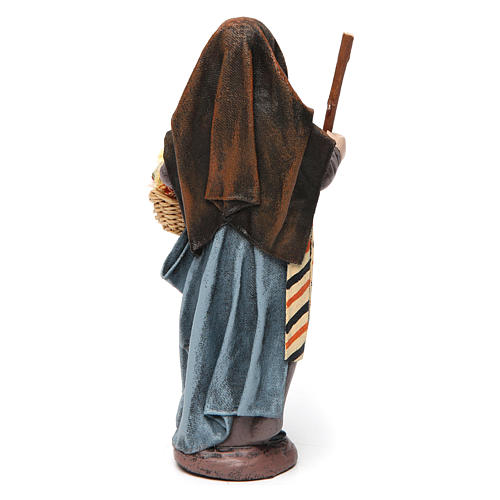 Pastorinha com cesta e bastão presépio 14 cm terracota 4