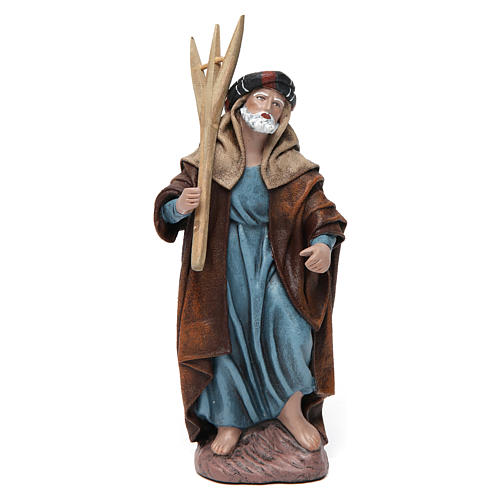 Shepherd with pitchfork in terracotta for Nativity Scene 14 cm 1