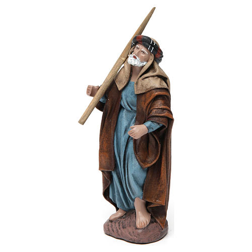 Shepherd with pitchfork in terracotta for Nativity Scene 14 cm 2