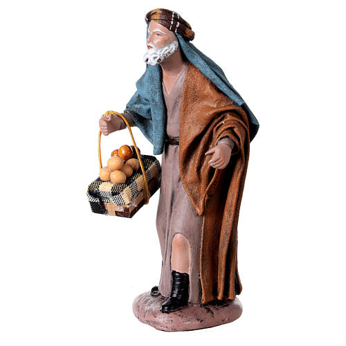 Shepherd with basket of eggs in terracotta for Nativity Scene 14 cm 3
