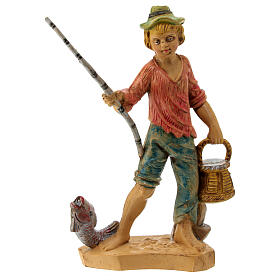 Pescador com vara e cesta para presépio 12 cm