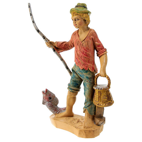 Pescador com vara e cesta para presépio 12 cm 2