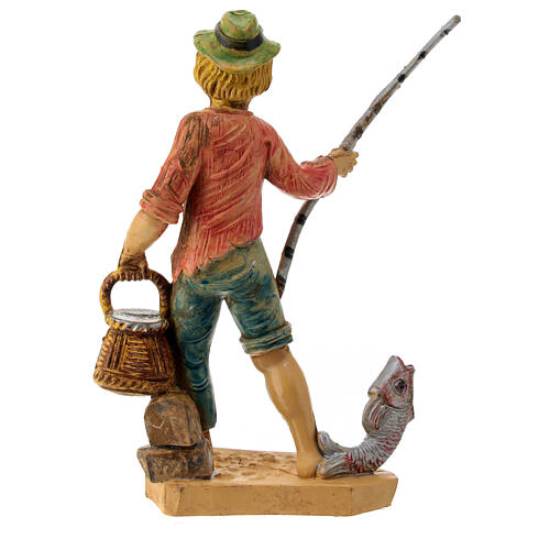 Pescador com vara e cesta para presépio 12 cm 4
