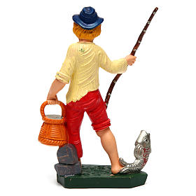 Homem com vara de pesca e cesta 12 cm presépio