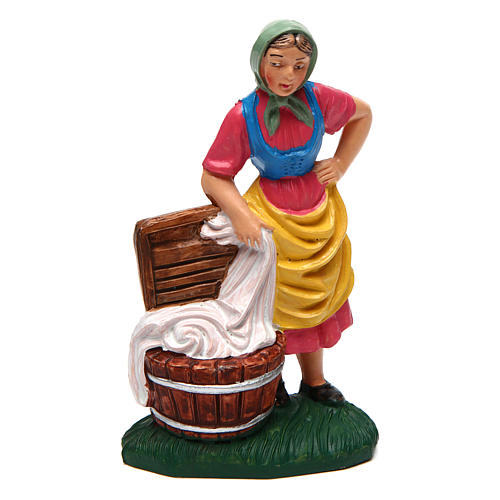Frau Wäsche waschend für 10 cm Krippe 1
