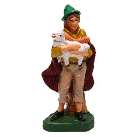 Uomo con pecora in braccio per presepe 12 cm 