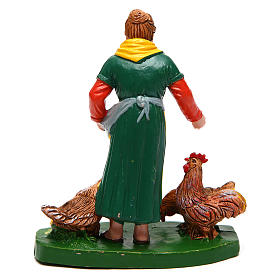 Donna con galline per presepe do 12 cm 