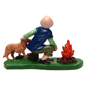 Homme avec chien et feu 12 cm crèche