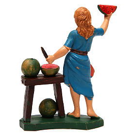 Donna con banco di frutta ideale per presepe di 12 cm