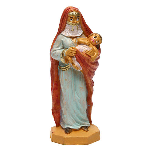 Donna con bambino 12 cm presepe 1