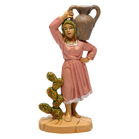 Estatua de mujer con jarrón de 10 cm de altura media belén