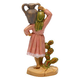 Estatua de mujer con jarrón de 10 cm de altura media belén