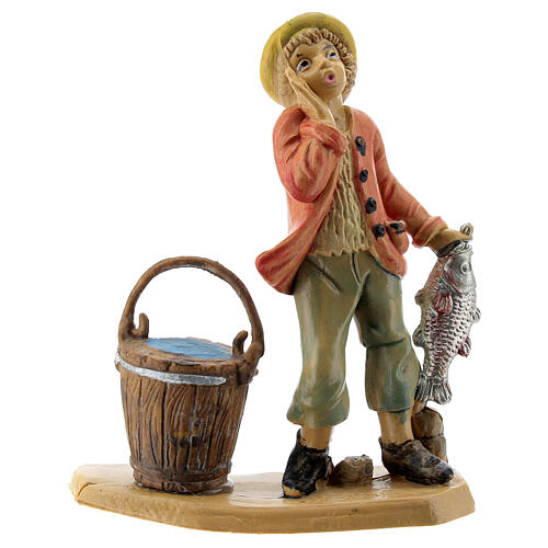 Peixeiro com cesta 10 cm presépio pvc 1