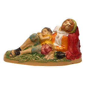 Man Laying Down with a Child for 10 cm Nativity