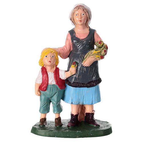 Donna con bambino per presepe di 10 cm  3