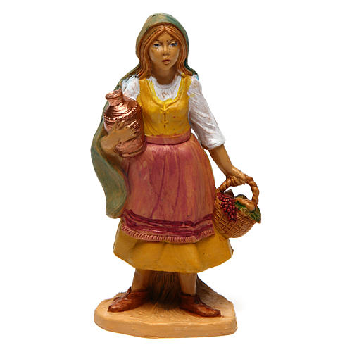 Femme avec panier et vase de 10 cm crèche 1
