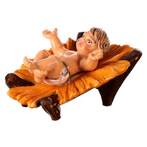 Baby Jesus in his cradle Boy with for Nativity Scene 10 cm 3