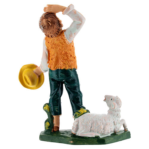 Man Looking Up with a Sheep for 10 cm Nativity 4