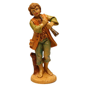 Uomo con piffero 12 cm pvc presepe