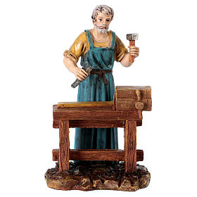 Carpenter at work table for 12 cm Nativity scene, Martino Landi